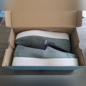 Brand New Toms Women's Sz 9 Bonsai Green Alpargata Midform Micro Corduroy Shoes